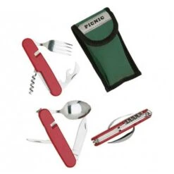 Besteck Herbertz Couvert Camping 6pièces 11Cm Inox + Etui Red