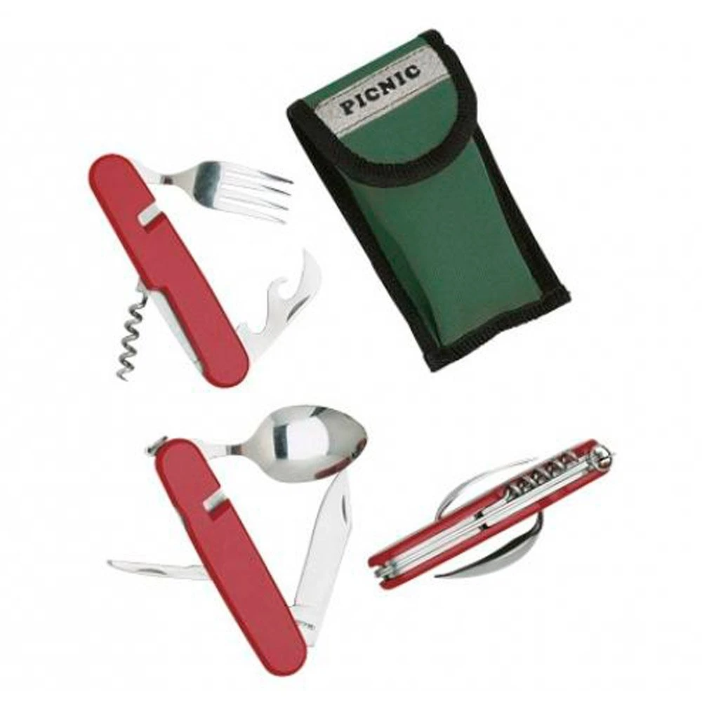 Besteck Herbertz Couvert Camping 6pièces 11Cm Inox + Etui Red