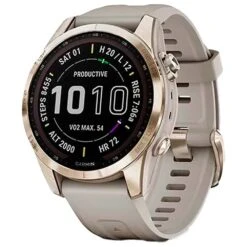 GPS-Uhren Garmin Fenix 7S Sapphire Solar Edition Cream Light Gold Titan